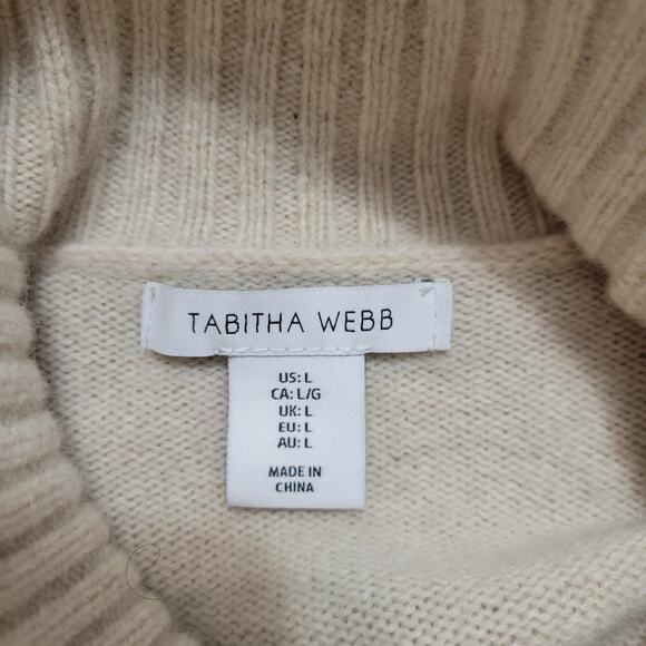 Tabitha Webb Turtleneck Sweater Womens Large Beige Ivory Cable Knit Fisherman - Picture 8 of 11